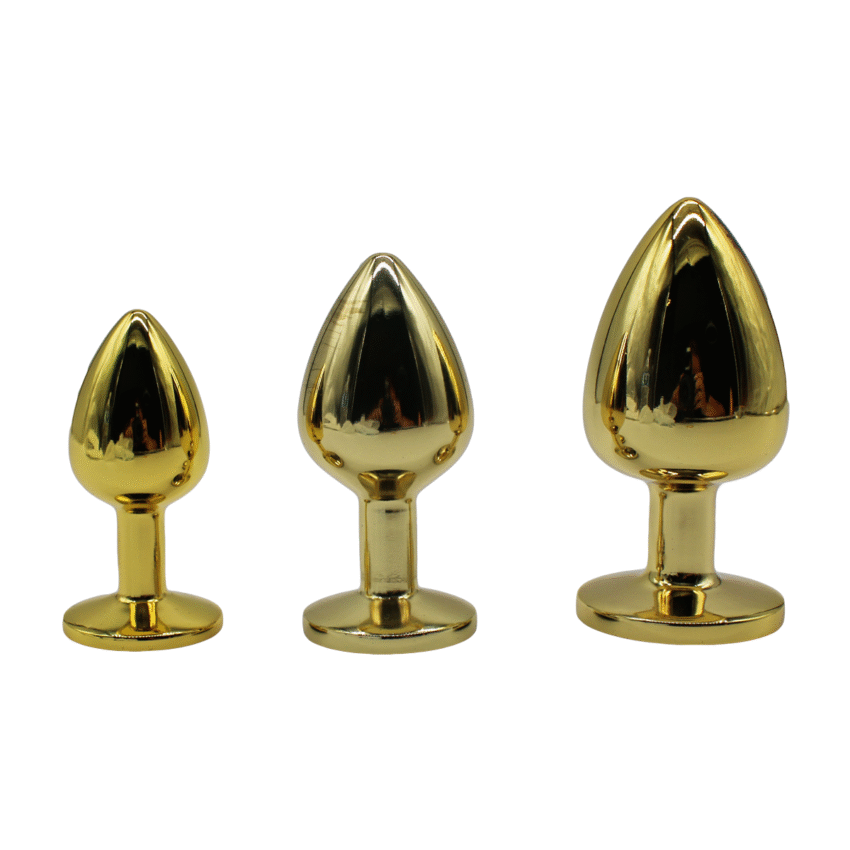 Anal Butt Plug 3 Pcs/Set Gold Anal Plug 3 Sizes Metal Butt Plug Masturbator Anal Trainer Couple Sex Machine Sex Toys Adult Products Butt Training Plugs - Image 3